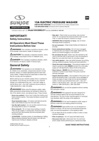 Notice Sun Joe SPX3000XT1BV3 Pressure washer