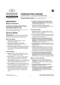 Notice Sun Joe 24VDDKLTXPNK Drill