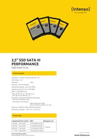 Notice INTENSO 2 5" SSD SATA III PERFORMANCE Disque dur