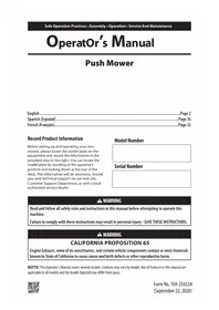 Notice TROY-BILT TB105B Tondeuse à gazon