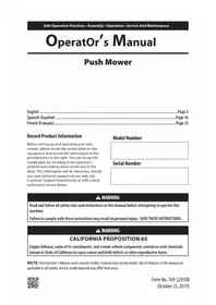 Notice TROY-BILT TB125B Tondeuse à gazon