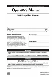 Notice TROY-BILT TB120B Tondeuse à gazon