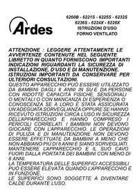 Notice ARDES AR6228X Elektromos sütő