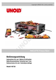 Notice UNOLD FINESSE BASIC 48730 Piastra per griglia