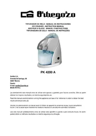 Notice Orbegozo PK 4200 Ice crusher
