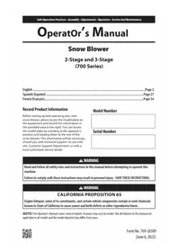 Notice TROY-BILT STORM TRACKER 2890 Souffleur à neige