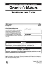 Notice TROY-BILT SUPER BRONCO 54 XP Tracteur
