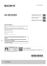 Notice SONY XAVAX4000 Cd player/recorder