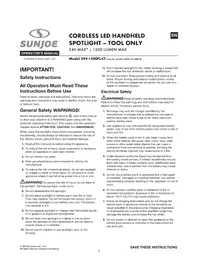 Notice Sun Joe 24V1500FLCT Éclairage