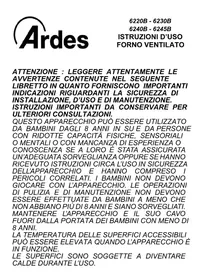 Notice ARDES AR6240B Elektromos sütő