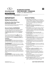 Notice Sun Joe SDJ616 Broyeur de feuilles électrique