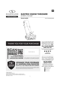 Notice Snow Joe SJ626E Snow blower