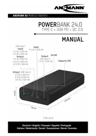 Notice ANSMANN POWERBANK 24.0 Batterie portable