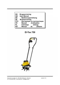 Notice Texas EL TEX 750 Electric tiller