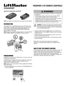 Notice LIFT-MASTER PPLK1PH Télécommande