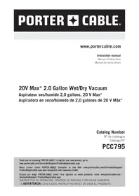 Notice Porter-Cable PCC795 Aspiradora