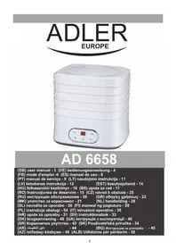 Notice ADLER AD 6658 Matdehydrator