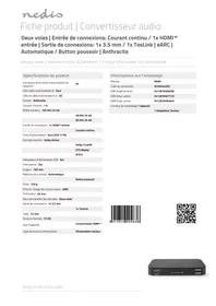 Notice NEDIS ACON3445AT Convertisseur audio numérique