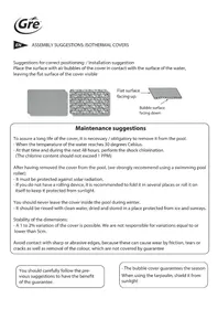 Notice GRE CV800003 Couverture de piscine