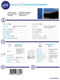 Notice GRE 786641 Bâche pour piscine