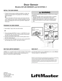 Notice LIFT-MASTER 041D79241 Capteur de porte