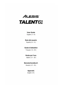 Notice ALESIS TALENT 61 Clavier