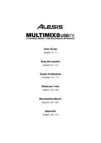 Notice ALESIS MULTIMIX 8 USB FX Mixeur plongeant