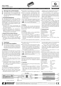 Notice Monacor FGA22HQ Transformateur électrique