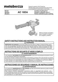Notice HiKOKI AC18DA Pistolet à calfeutrer sans fil