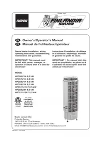 Notice HARVIA CILINDRO PC80E HPCS8U3H Heating