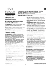 Notice Sun Joe BDLA0003 Pressure washer