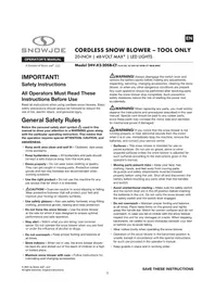 Notice Snow Joe 24VX220SBCT Snow blower