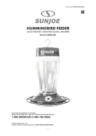 Notice Sun Joe SJWBFGRED Distributeur de nourriture pour oiseaux