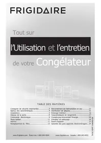 Notice FRIGIDAIRE FPFU19F8QF Congélateur
