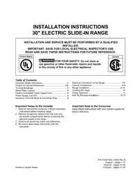 Notice FRIGIDAIRE FPES3085PF Cooker