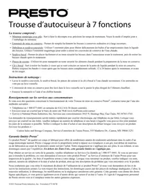 Notice Presto 09995 Ouvre-boîte