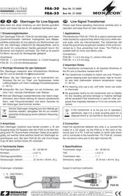 Notice Monacor FGA35 Transformateur audio