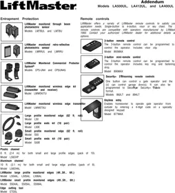 Notice LIFT-MASTER LA400UL Porte de garage
