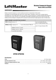 Notice LIFT-MASTER KPW5 Système de sécurité et de contrôle d'accès