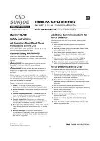 Notice Sun Joe 24VMDTCR1LTW Détecteur