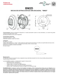 Notice Soler & Palau BM2D Ventilateur d'extraction d'air