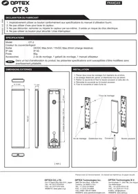 Notice OPTEX OT3 Capteur de porte/fenêtre