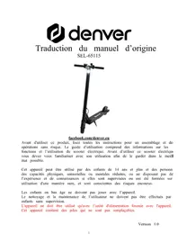 Notice DENVER SEL65115 Scooter