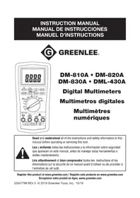 Notice GREENLEE DM820A Multimètre