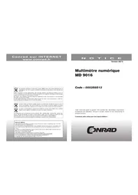 Notice Metrel MD 9016 Multimètre