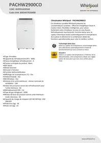 Notice WHIRLPOOL PACHW2900CO Climatiseur
