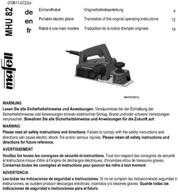 Notice Mafell MHU 82 Rabot