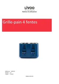 Notice LIVOO DOD167 Grille pain