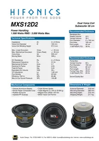 Notice Hifonics MAXXIMUS MXS12D2 Caisson de basses