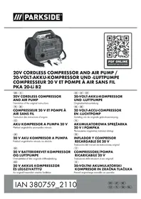 Notice PARKSIDE PKA 20LI B2 Compresseur d'air